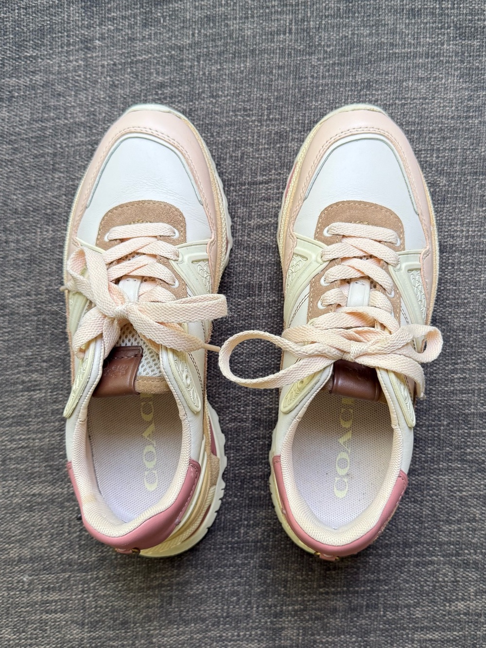 COACH C143 Women’s Pastel Leather & Suede Runner Sneakers